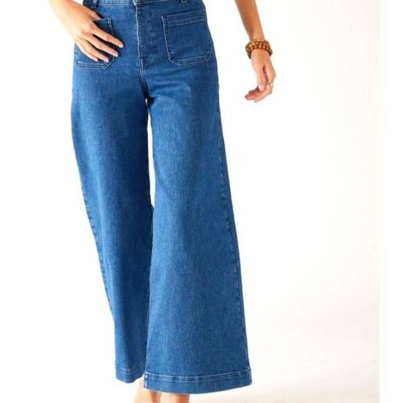 Mersea Voyageur Nomad Sailor Cropped Wide Leg Jeans sz 28 - Picture 1 of 5